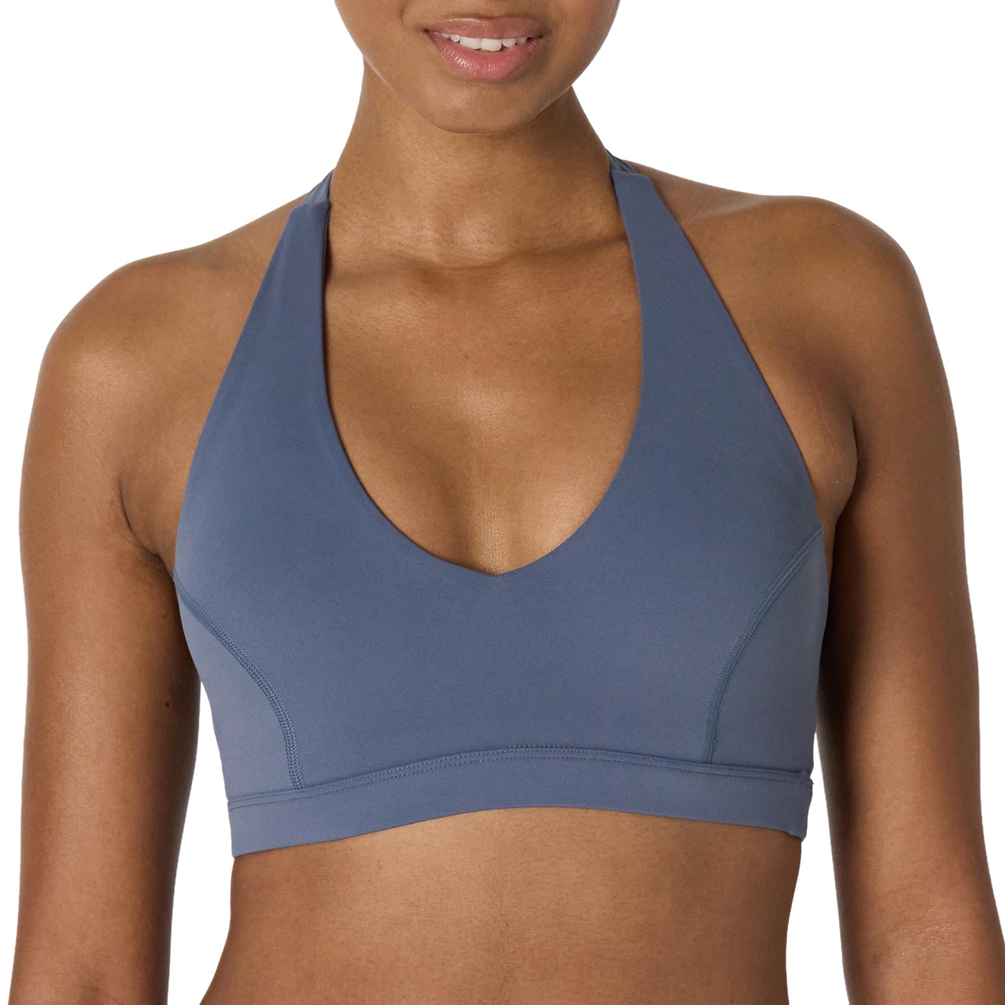Amazon Essentials Sujetador Deportivo FormFlex, Suave y Ligero, Halter con Cuello en V Mujer, Gris Pizarra, XXL