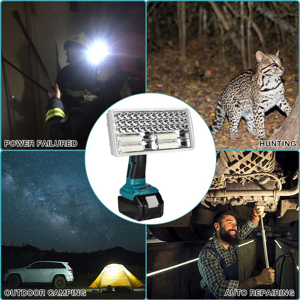 40W Akku-LED-Arbeitsleuchte, YEX-BUR 4200LM Tragbarer Baustellenscheinwerfer Flutlicht mit USB-Anschluss Stromversorgung über Makita 14,4 V 18 V Lithium-Ionen-Batterien BL1860 BL1850 BL1840 BL1830