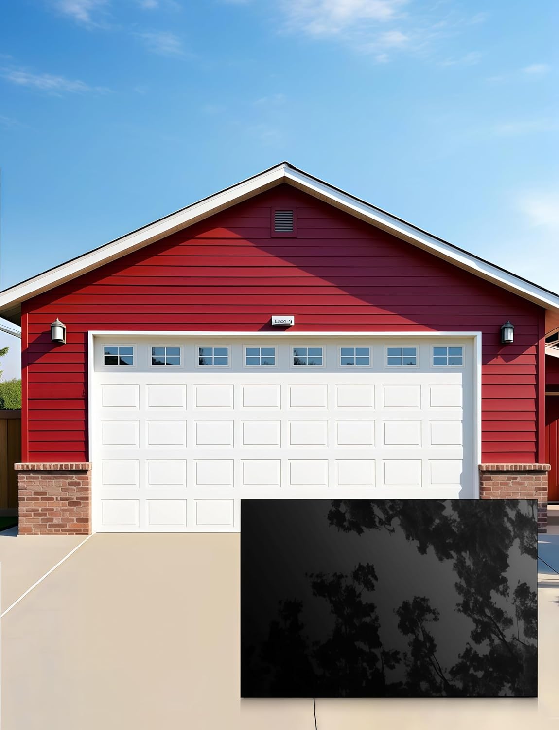 Magnetic Garage Door Windows, 32 PCS Glossy Faux Window Panels for Steel or Iron 2 Car Garage Doors, Decorative Alternative to Real Garage Windows, 6 x 4 in, Easy DIY Install, Black