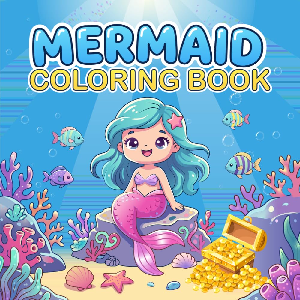 Mermaid Coloring Book: Fun and Easy Coloring Book with Cute Mermaids