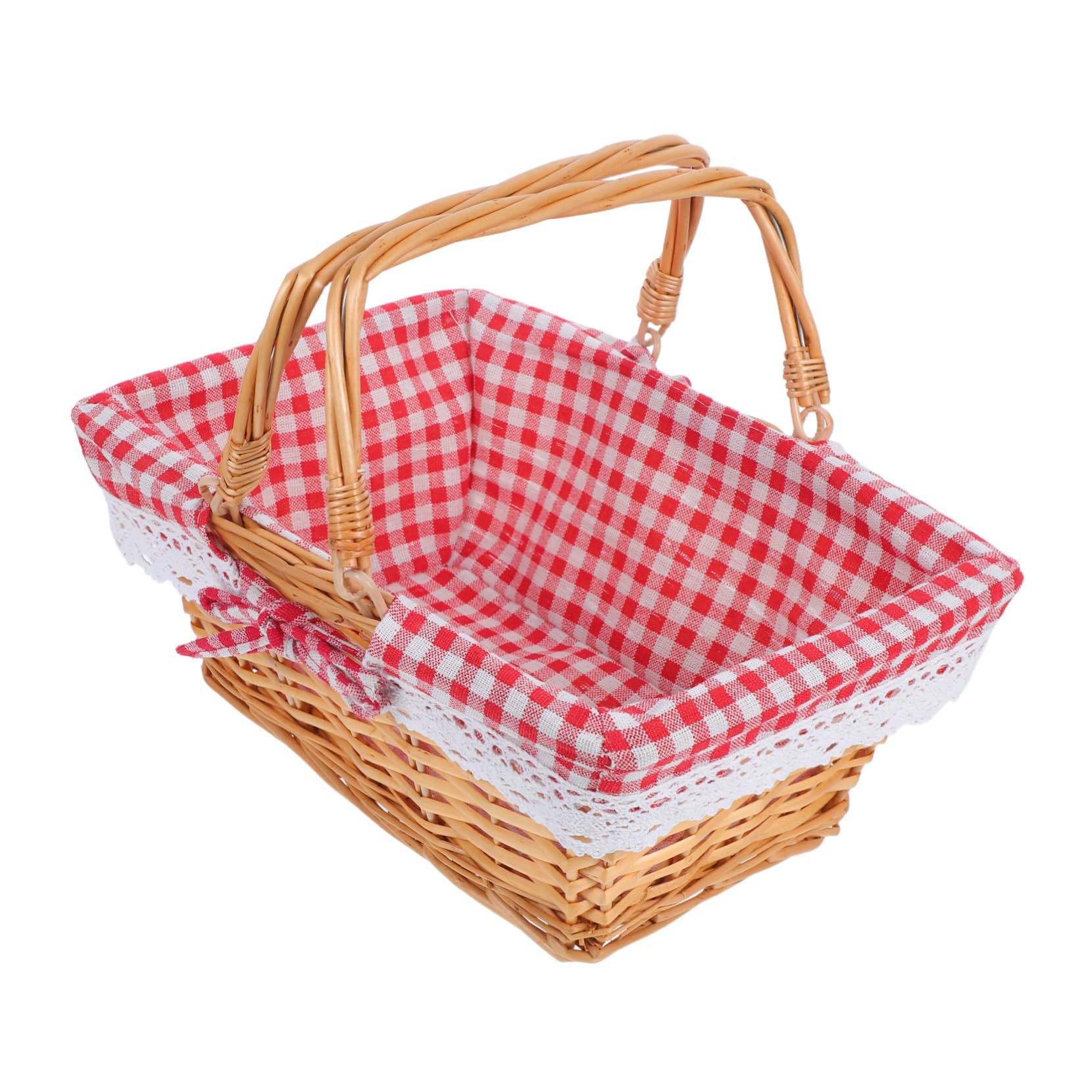 STOBAZA Rectangular Wicker Storage Basket with Liner Versatile Food Serving Organizer for Fruits Vegetables and Snacks Lightweight and Easy to Clean for Kitchen