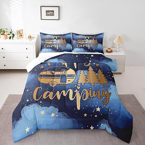 Miniatura 8 de Juego de edredón de cama rústico de casa de lago, tamaño Queen, juego de ropa de cama de microfibra súper suave con rayas de madera blancas retro