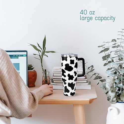 Miniatura 7 de Vaso con estampado de vaca de 40 onzas, botella de agua para café, taza de agua, doble vacío a prueba de fugas, taza de viaje para café, regalos de