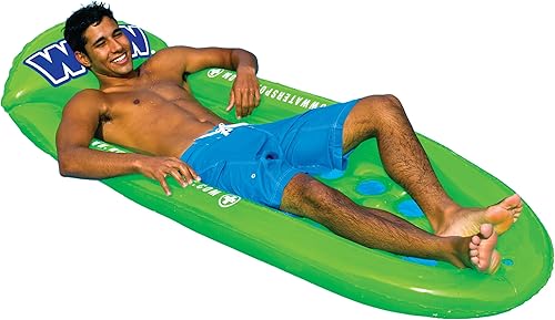 WOW Sports - Flotador inflable para piscina - Tumbona verde - Salón de piscina - Gran balsa flotante para bronceado