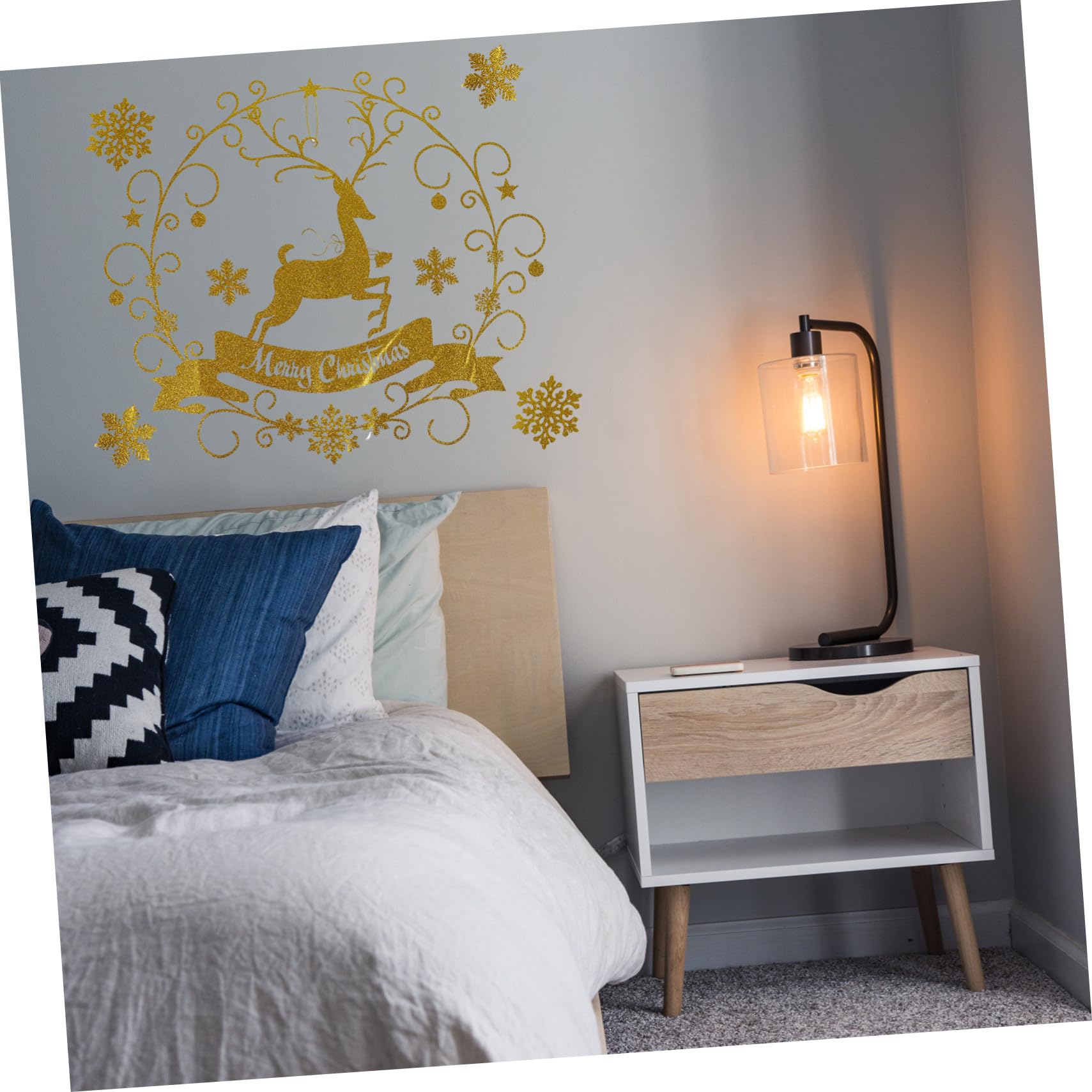 6 Stk Weihnachtsaufkleber Winterdeko für zu Hause weihnachtsdeko dekoration abnehm aufkleber wiederverwendbare sticker Weihnachtsfensteraufkleber Weihnachtsdekoration PVC Golden