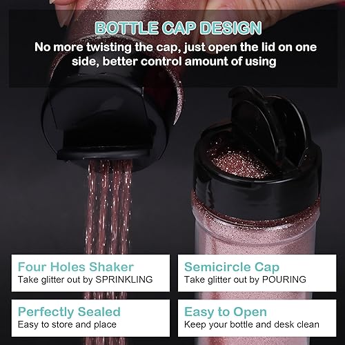 Miniatura 3 de HTVRONT Purpurina extra fina para manualidades purpurina de oro rosa de 176 onzas para resina polvo portátil ultrafino de 1128 pulgadas para uñas