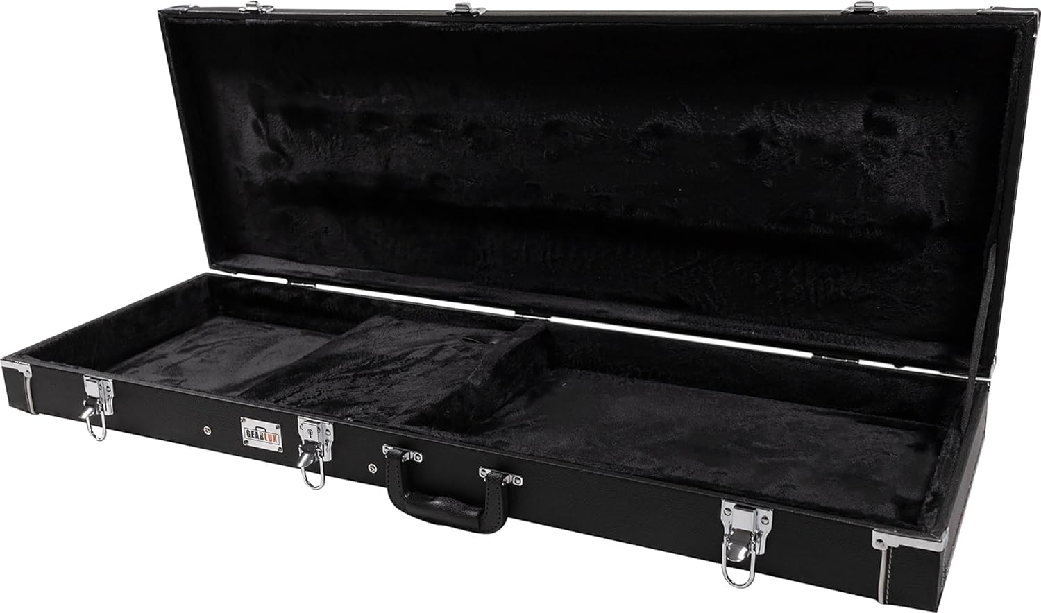 Product image of Gearlux Bass Guitar Hard Case, Fits Fender Precision/Jazz Bass and More with Exterior Lock and Key, Interior Accessory Compartment, and Plush Interior Padding - Black
