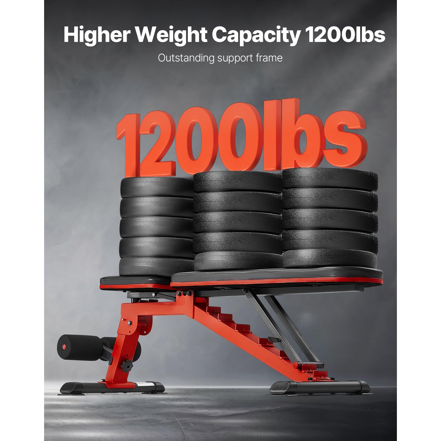 Happybuy Weight Bench, 1200lbs Heavy-Duty Stable Press for Full-Body Workout. Adjustable Sit-up Bench for Home Gym Strength Training. Flat Bench with Quick Folding and Fast Adjustment