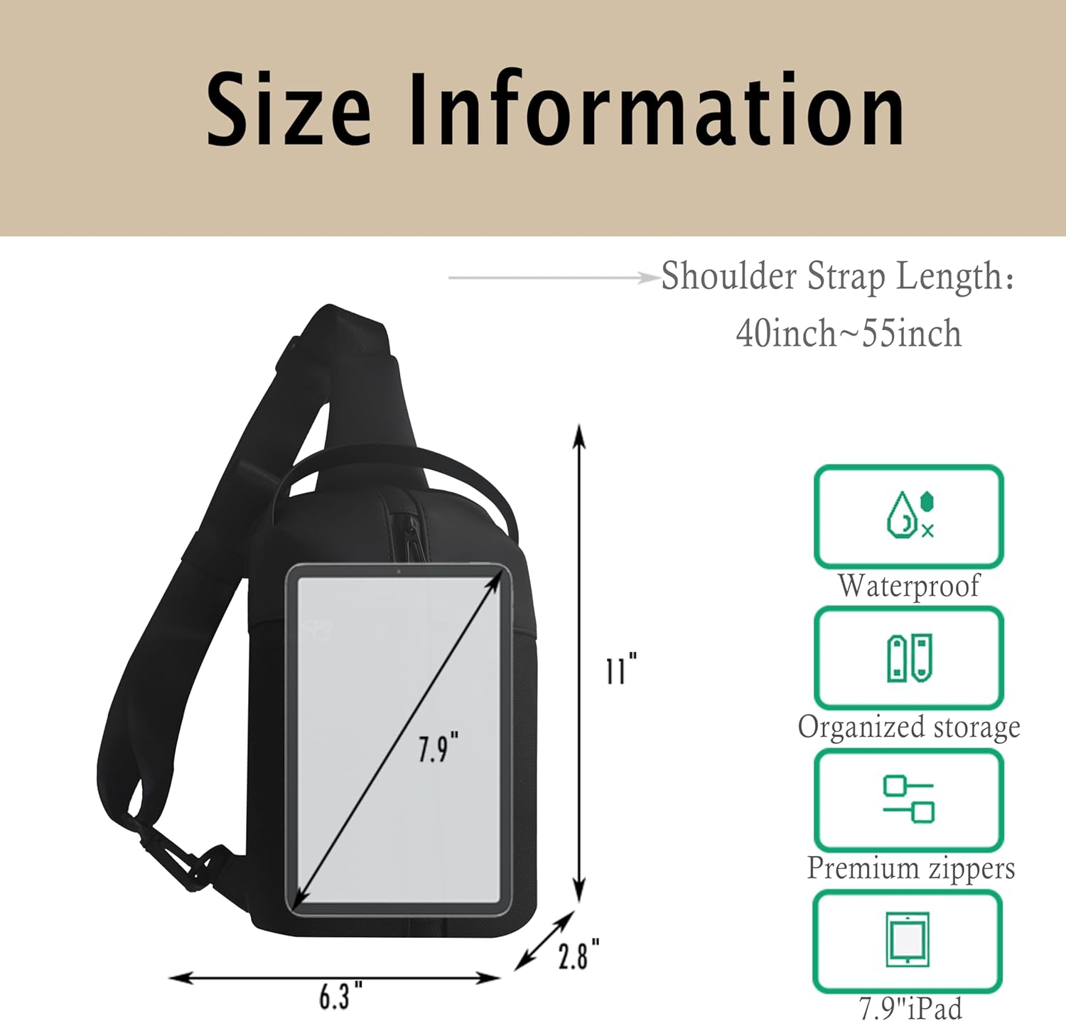 Convertible Small Sling Bag,Waterproof Crossbody Bag for Women Men,Practical Multi-Functional Chest Bag for Outdoor Hiking, Travel,Sports. - Image 4