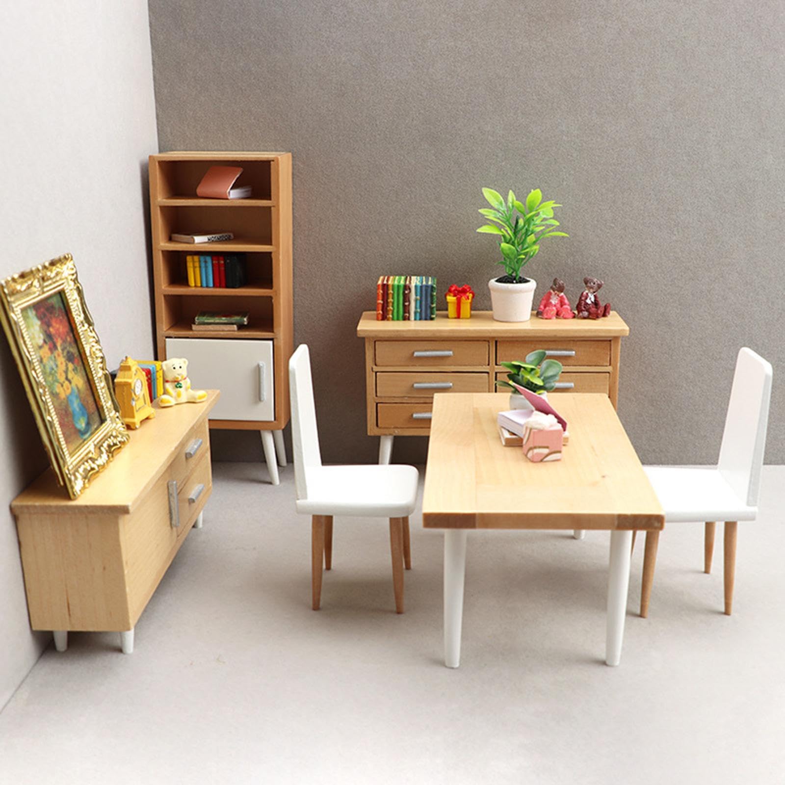 Mobili per casa delle bambole, 6 pezzi, mobili per sala da pranzo, micro paesaggio, tipo 4