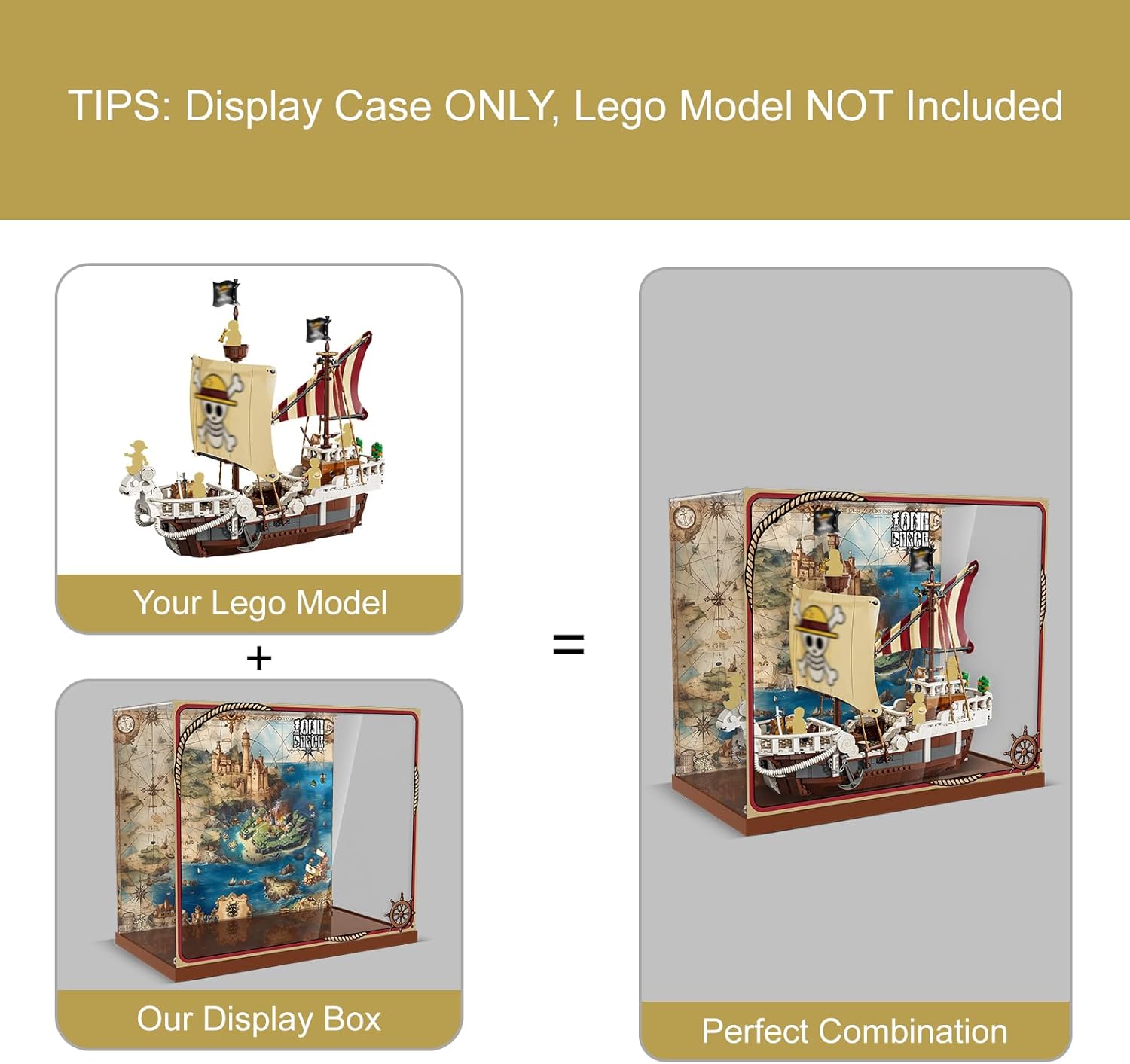 Acrylic Display Case Compatible with Lego The Going Merry Pirate Ship, Dust-Proof Protective Showcase Box for Lego 75639 (Only Case - Model Not Included)