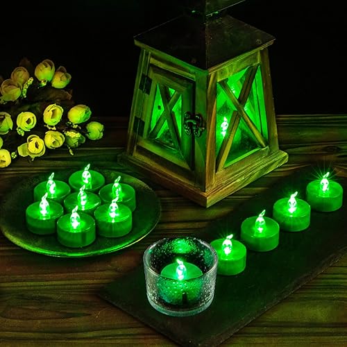 Miniatura 9 de Windshell 24 velas de té con llama parpadeante roja real (LED rojo en el interior), velas LED que funcionan con pilas, velas pequeñas rojas sin