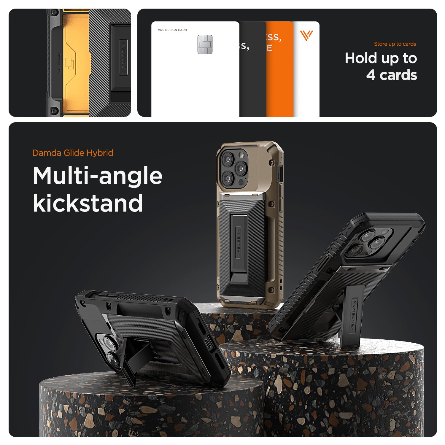 VRS DESIGN Damda Glide Hybrid para iPhone 14 Pro Max, funda funcional resistente compatible con iPhone 14 Pro Max (2022)