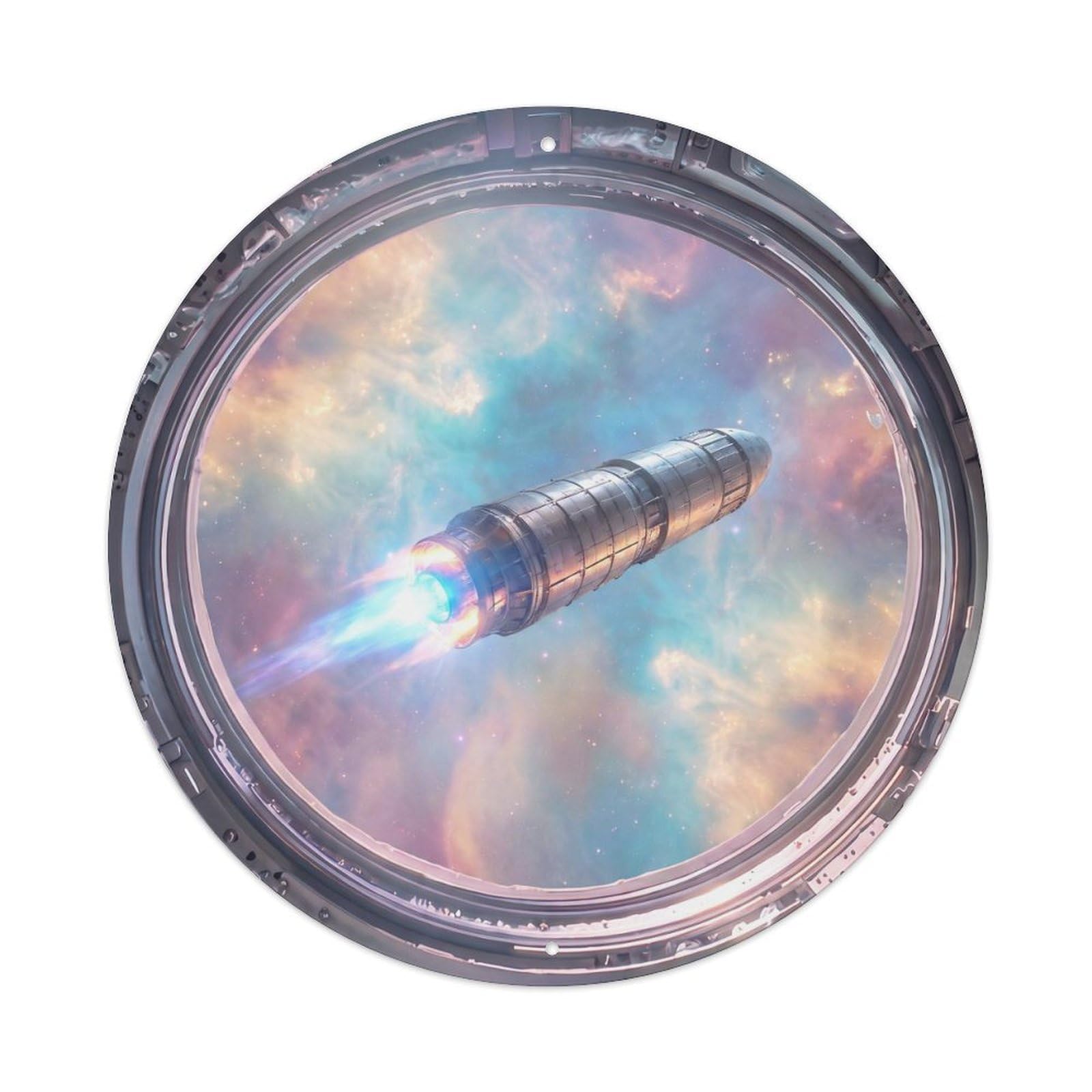 Metal Tin Sign Cigar Ship from Space Station Porthole