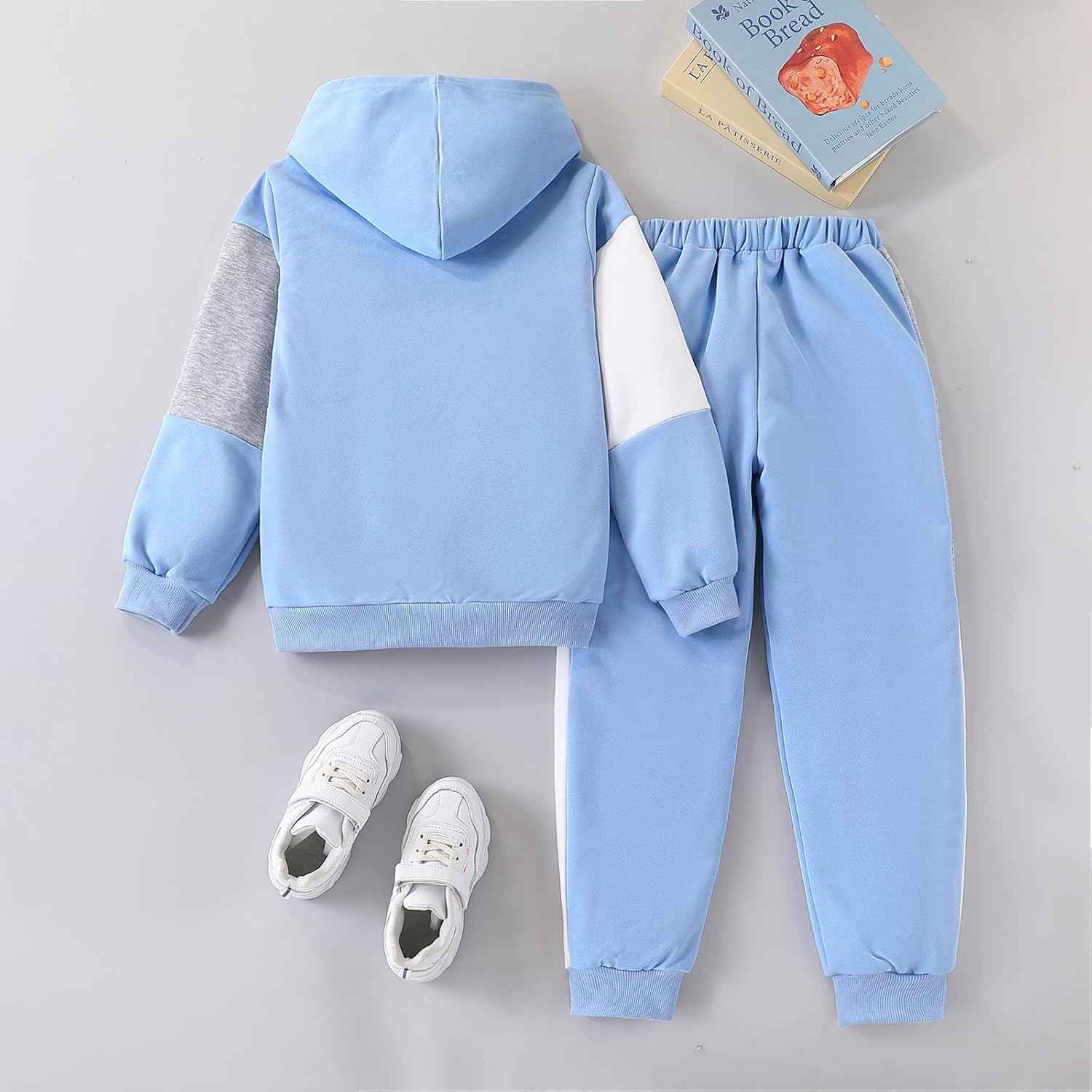 2 Pcs Boys Clothes Sweatsuit Set Color Blocked Hoodie Top and Jogger Pants for Kids Fall Winter Spring Outfits - Image 7