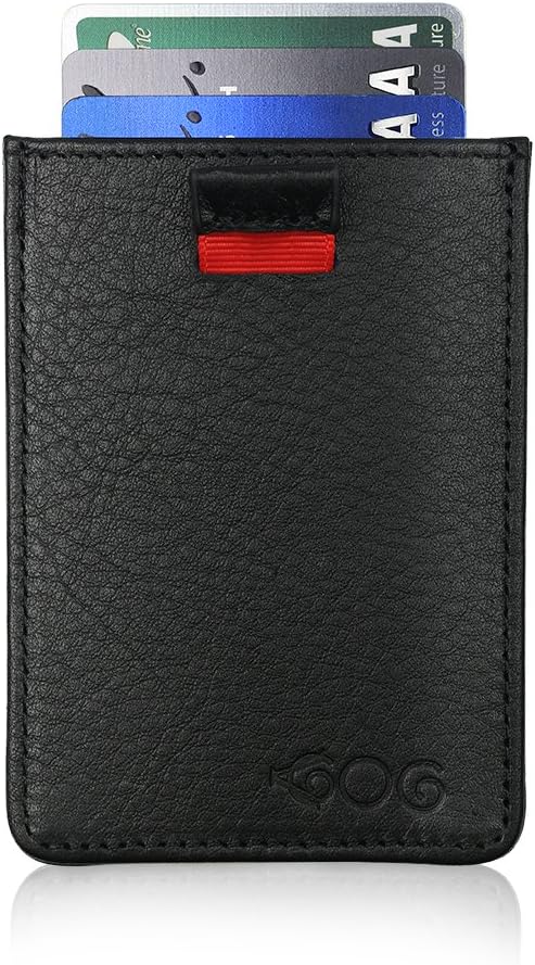 Agog Money Clip Wallet For Men - Ultra Slim Bifold Genuine Leather Pull Tab with Money Clip - Multi Card Holder Front Pocket Wallet - Black