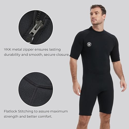 Vista 9 de Trajes de neopreno Lemorecn. Traje de buceo de neopreno premium para adultos, 3 mm, traje entero corto