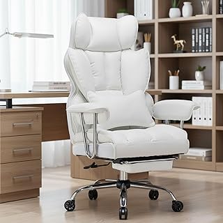 Efomao Big and Tall Office Chair 400lbs, Executive PU Leather Desk Chair with Footrest