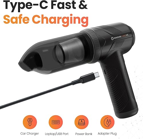 Miniatura 3 de Hedgehog TurboVAC - Aspiradora portátil 3 en 1 para automóvil, soplador y bomba de aire, aspiradora de mano para automóvil con USB C recargable,