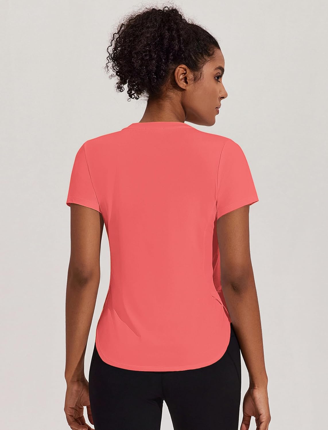 PINSPARK Workout Tops for Women UPF 50+ Yoga Shirts Short Sleeve Athletic Tops with Side Slits Running Gym Tee Top Loose Fit - Image 2