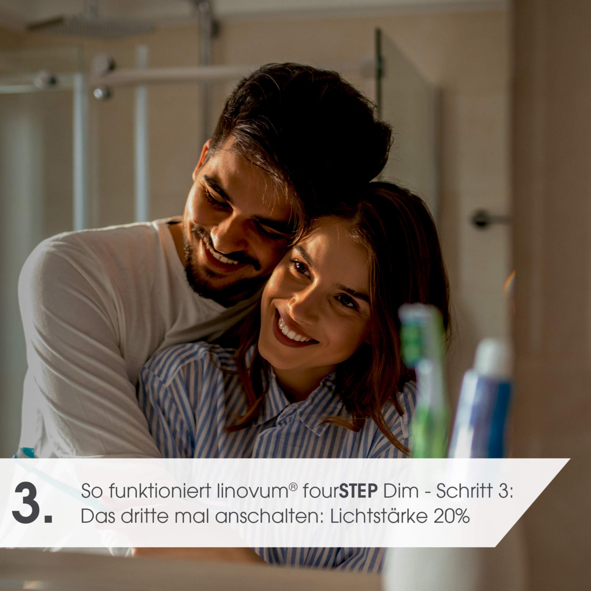 linovum ISAWO LED Einbaustrahler 10er Set Dimmbar ohne Dimmer IP65 - LED GU10 4W warmweiß 230V - fourSTEP Badspot weiß rund