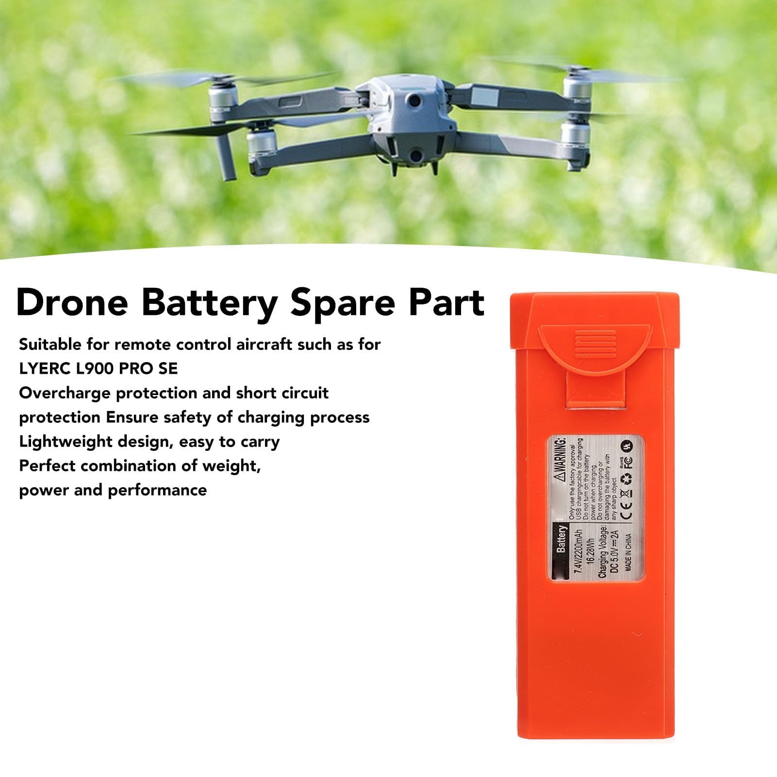 Batterie de Drone, Remplacement au Lithium 7,4 V 2200 Mah pour Quadrirotor LYERC L900 Pro SE