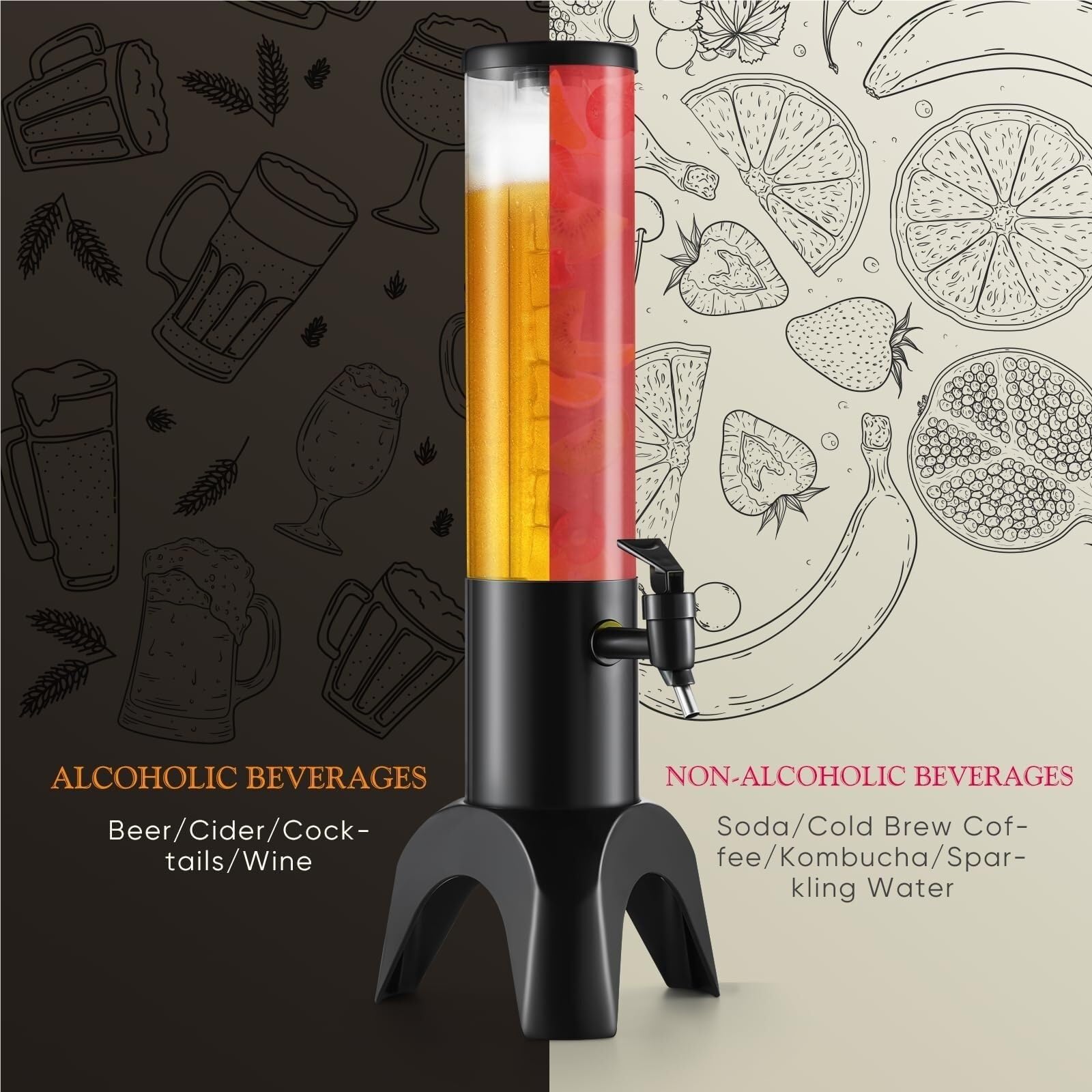 Dispensador Cerveza Dispensador De Cerveza Sobremesa con Tubo Hielo Y Torre para Casa Bar(17x49cm)
