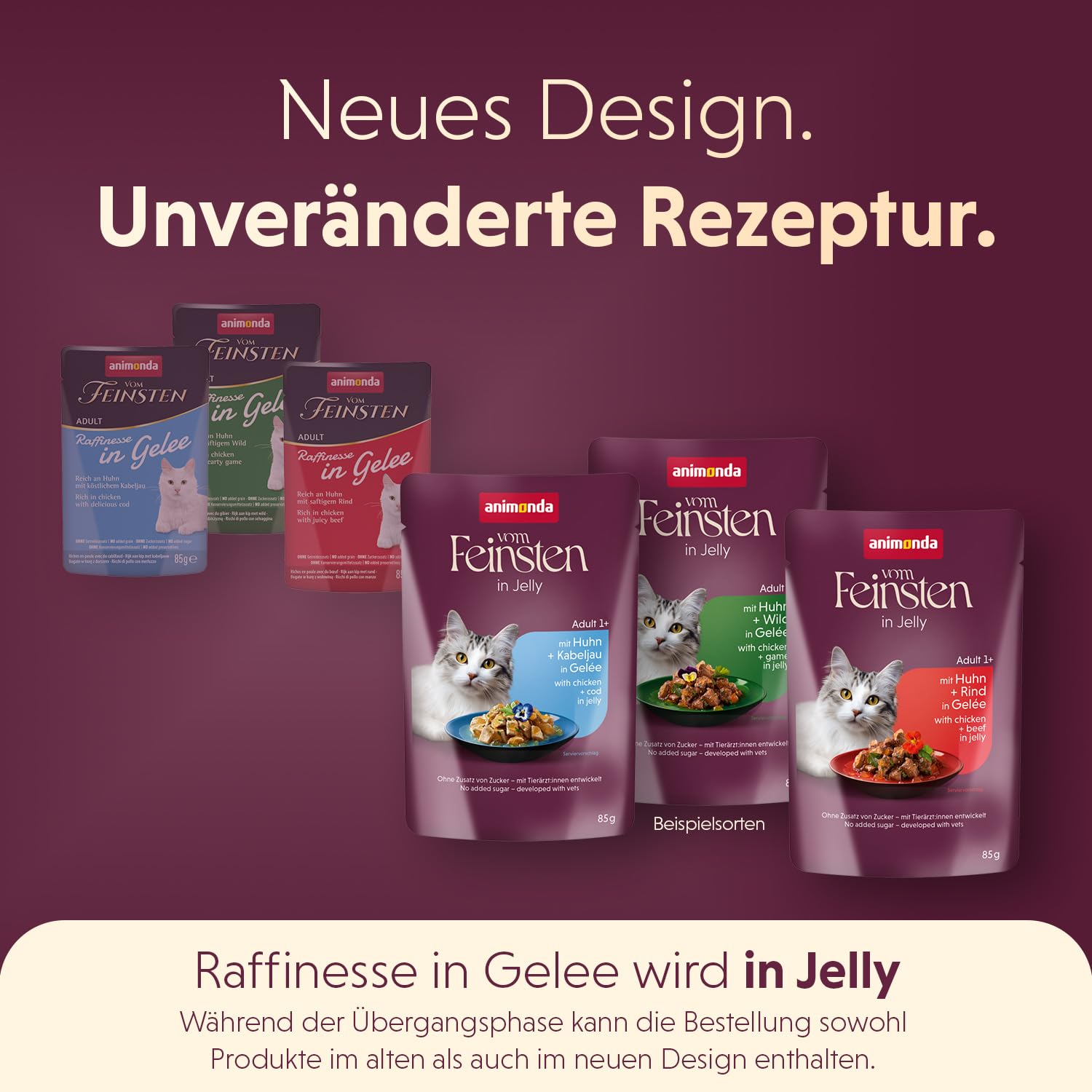 animonda Vom Feinsten Adult Raffinesse Katzenfutter in Gelee mit Huhn und Rind (24 x 85 g), Nassfutter mit Taurin und Vitamin D3… – Ansicht 3