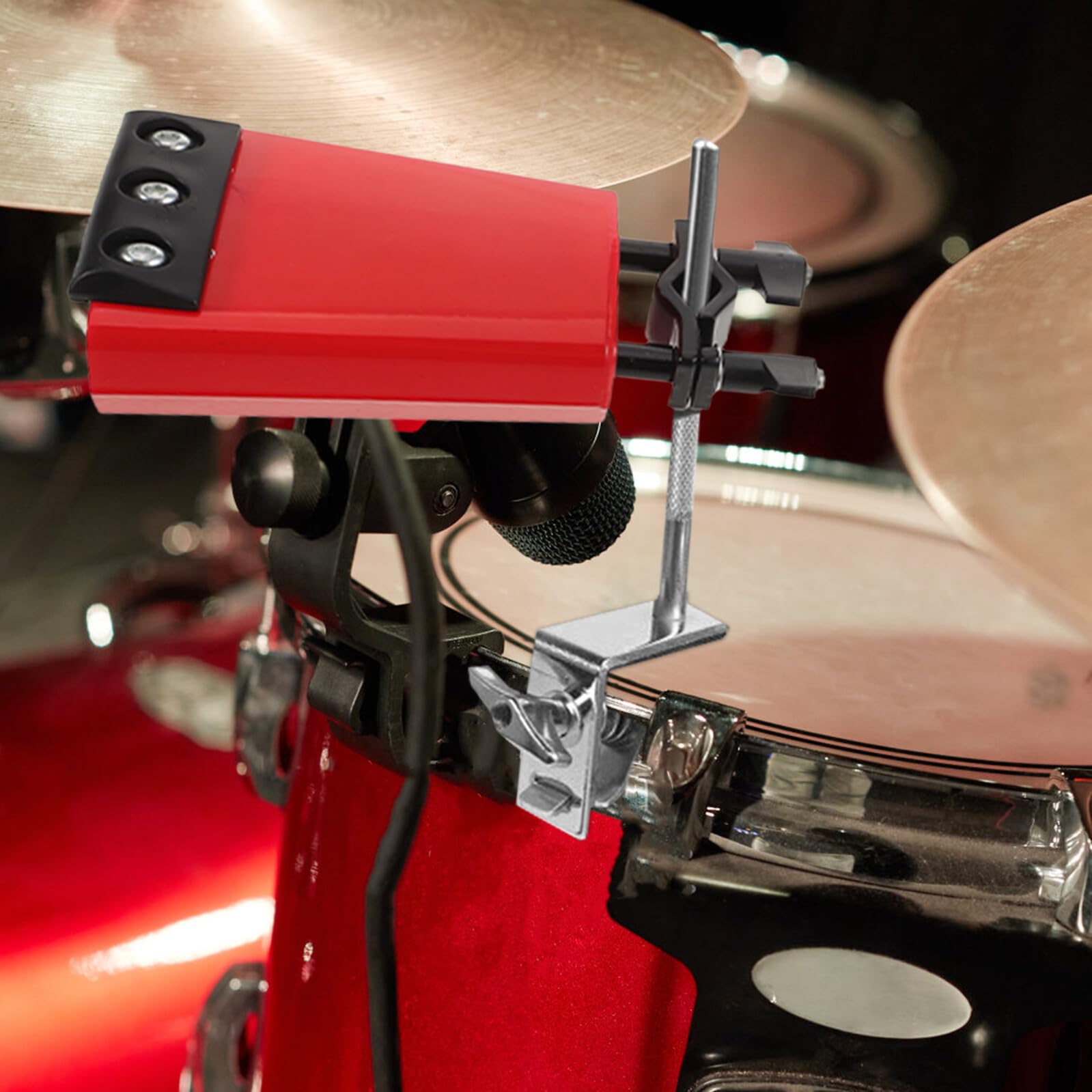 FRCOLOR Metal Cowbell Accessory con Striscia Mute Resistente Campanaccio Rosso Montabile per Batteria Strumento Percussione con Suono Nitido e Facile per Musicisti