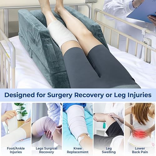 Miniatura 9 de KingPavonini 4 almohadas de elevación de piernas ajustables en altura para después de la cirugía con curva ergonómica, almohada de espuma