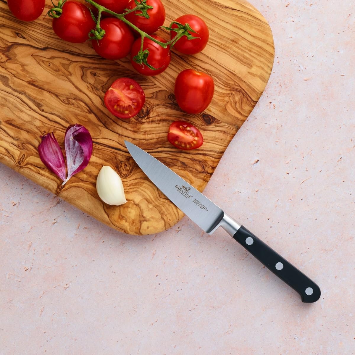 Sabatier - Couteau Office IDEAL 100% Forgé - Fabriqué en France - 10 cm - Lame et Rivets en Inox - Parfait pour les Tâches de Précision comme Eplucher, Découper et Parer les Fruits et Légumes