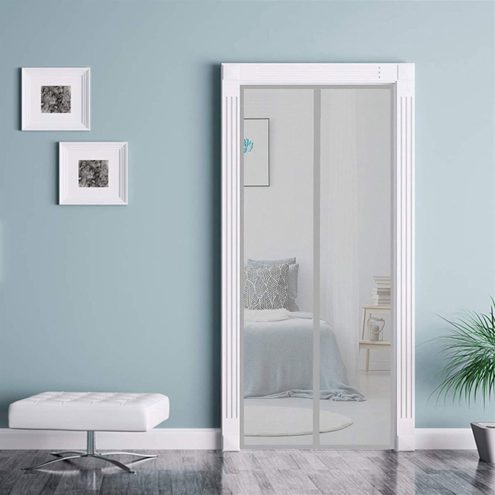 Weizon Gray A Magnetic Screen Door,85X205cm(33X81inch) Mesh Curtain, Automatically Closed Foldable Easy To Install (Gray)