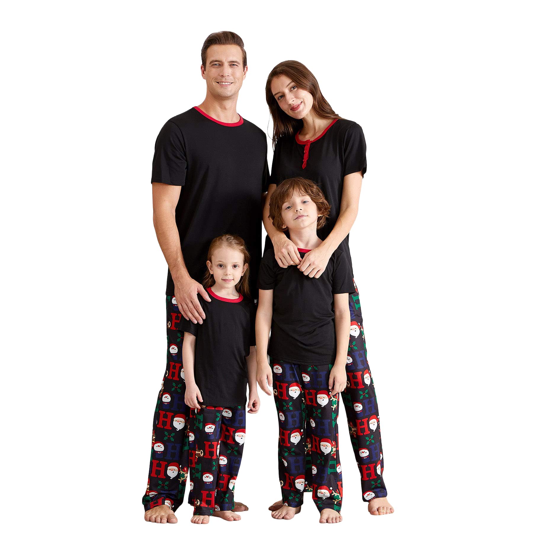 iffei Matching Family Pajamas Sets Christmas PJ's with Short Sleeve Black Tee and HOHOHO Print Pants Loungewear Men-XL-picture-24