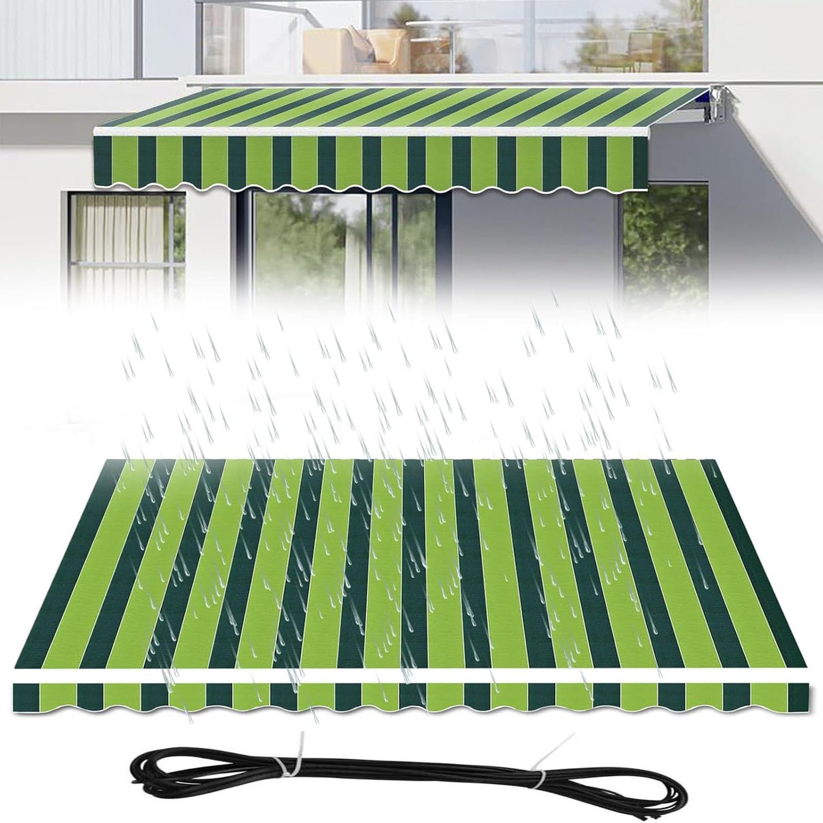 MESCXTY Manual Awnings Replacement Fabric Cloth for Patio 13x8ft Awning Sunshade Canopy Canvas Polyester Shade Cover Retractable Awnings(Size:13x10ft,Color:A)