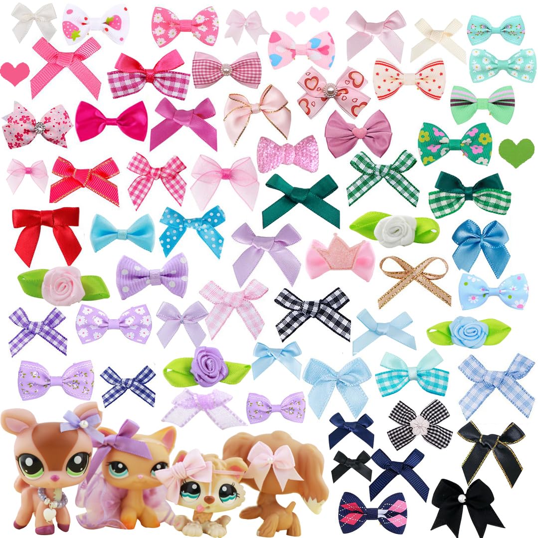 lovelypet lps Accessories Bow(Random 12pcs), lps Accessories Colorful Bow fit lps Cat Deer Collie Cocker Spaniel Great Dane Dog Huksy and More