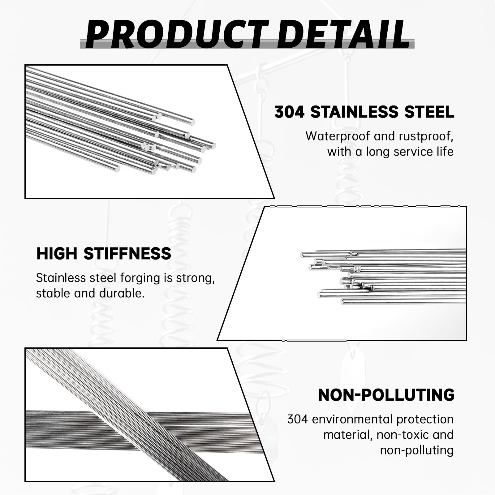 LALAGO Federstahldraht Draht, 40 Stück 2mm x 400mm Edelstahl Federdraht, Federstahl, Edelstahldraht, Vollschaftstäbe Edelstahl Draht, Hartdraht, Vollstahldraht, DIY Handwerksdraht