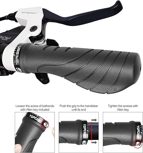 Vista 40 de Empuñaduras de manillar de bicicletas, empuñaduras ergonómicas de aluminio para bicicleta, vibraciones de amortiguación, empuñaduras de manillar