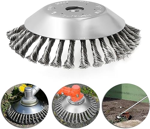 Miniatura 4 de Cepillo giratorio de alambre de acero de 8 pulgadas, kit de adaptador universal de cabezal recortador de 8 pulgadas, repuesto para Stihl reemplazo