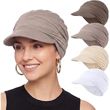 JenPen 4 Pcs Chemo Cancer Cap for Women Breathable Bamboo Newsboy Hat Baseball Cap Soft Headwear for Hair Loss Cancer Patient