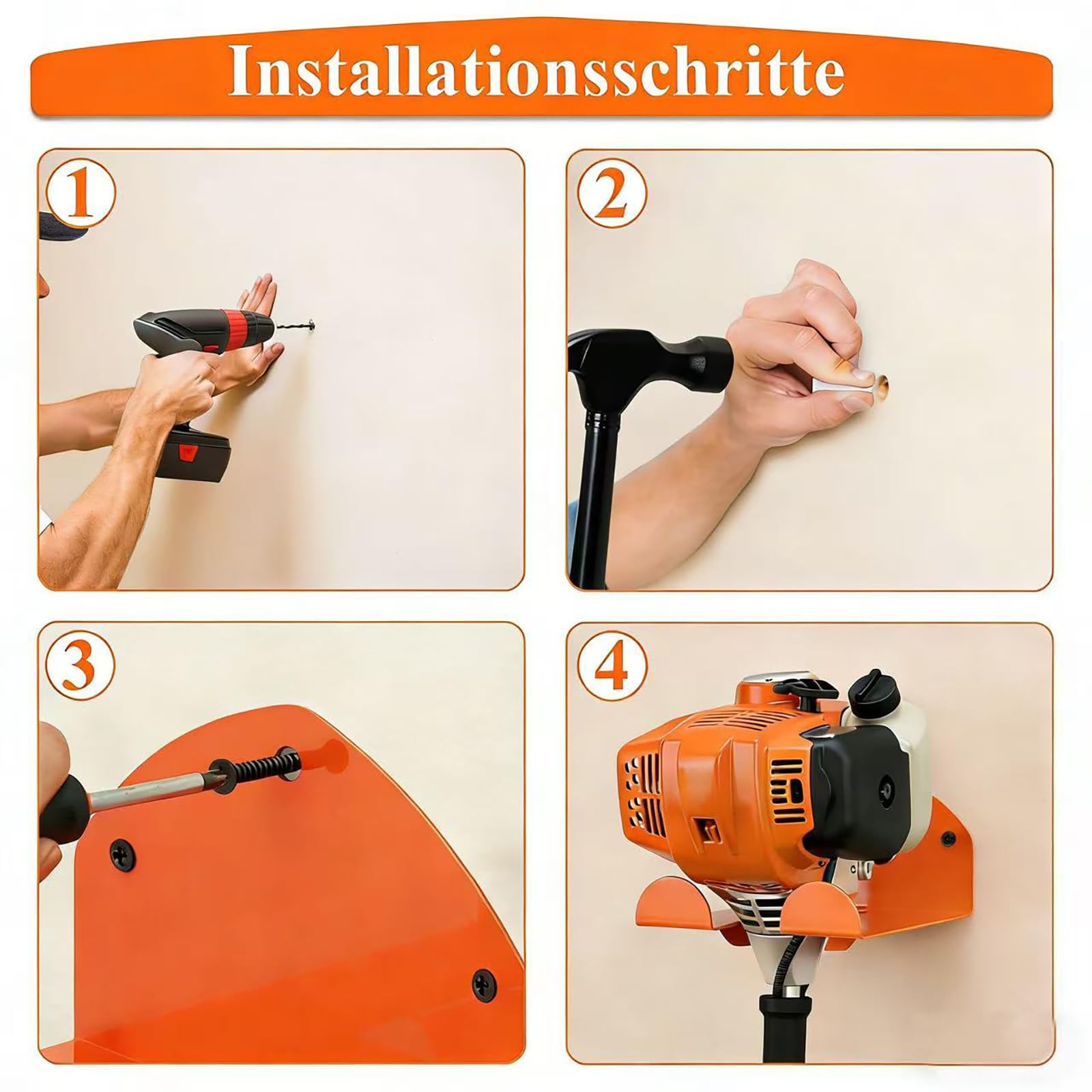 2 Pezzi Supporto per Decespugliatore,Staffa da Muro Per Decespugliatore,Supporto da Parete per Decespugliatore,Ganci Appesi a Trimmer, Attrezzi da Giardino, Decespugliatore da Garage