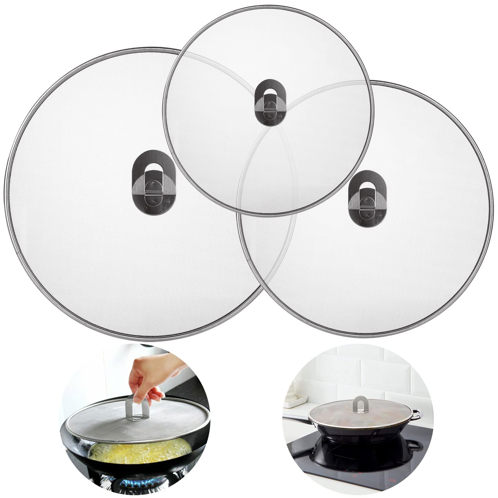 Paraschizzi Per Friggere In Acciaio Inox 304 Con Manico Pieghevole, 33 Cm, Lavabile In Lavastoviglie
