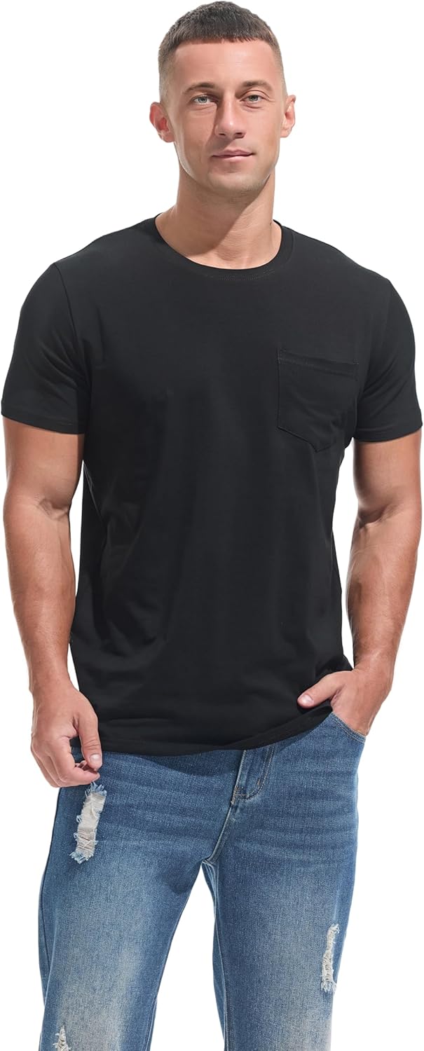 Pocket Tee Men - Premium Cotton T-Shirt with Chest Pocket |Classic Men's Pocket T Shirt for Casual - Image 2