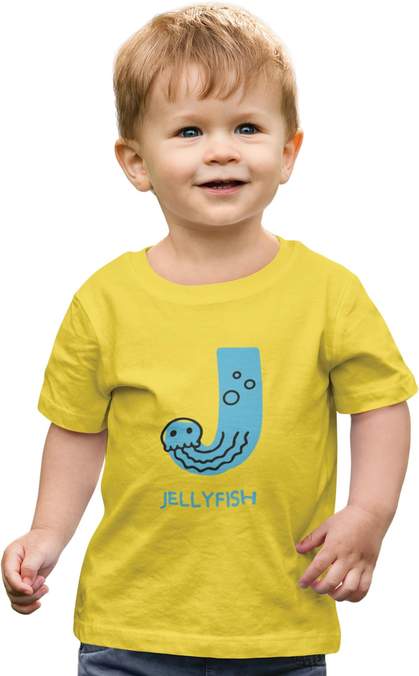 Danya Creation Jolly Jellyfish, Boys Cotton Text Print Tshirt (Yellow)(3y-4y)
