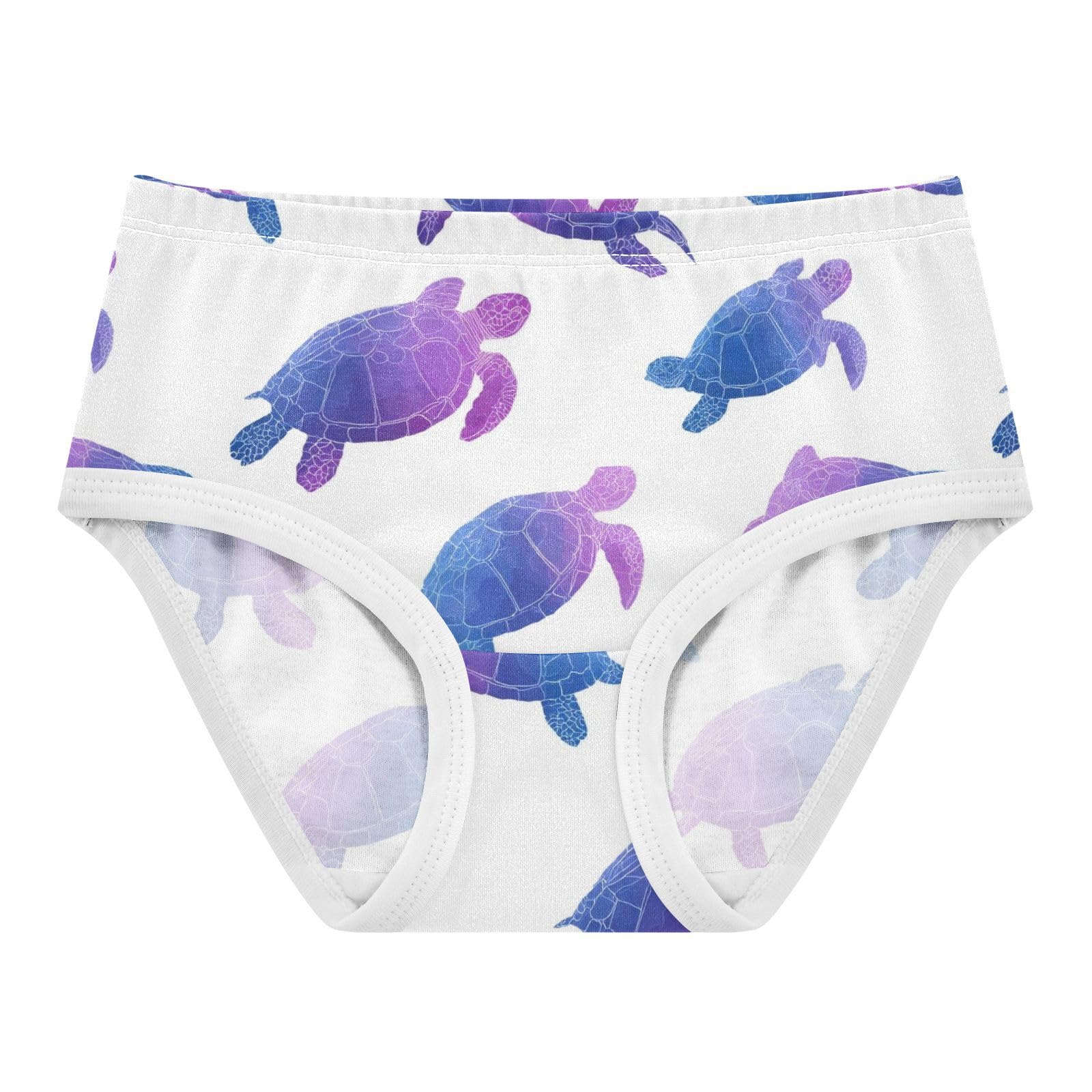 Wusikd Blue Purple Sea Turtle Girls Underwear Cotton Girls Briefs Soft Toddler Underwear 2T