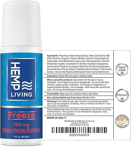 Miniatura 2 de Freeze Nano Extracto de cáñamo Roll On, terapia de frío, Roll On para músculos y tensión articular, rollo de 3 oz en botella (750 mg)