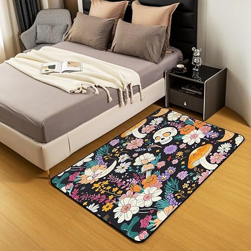 Miniatura 5 de Groovy - Alfombra de área con diseño de flores, luna, retro, floral, bohemio, para sala de estar, dormitorio, hogar, decoración del hogar, diseño de