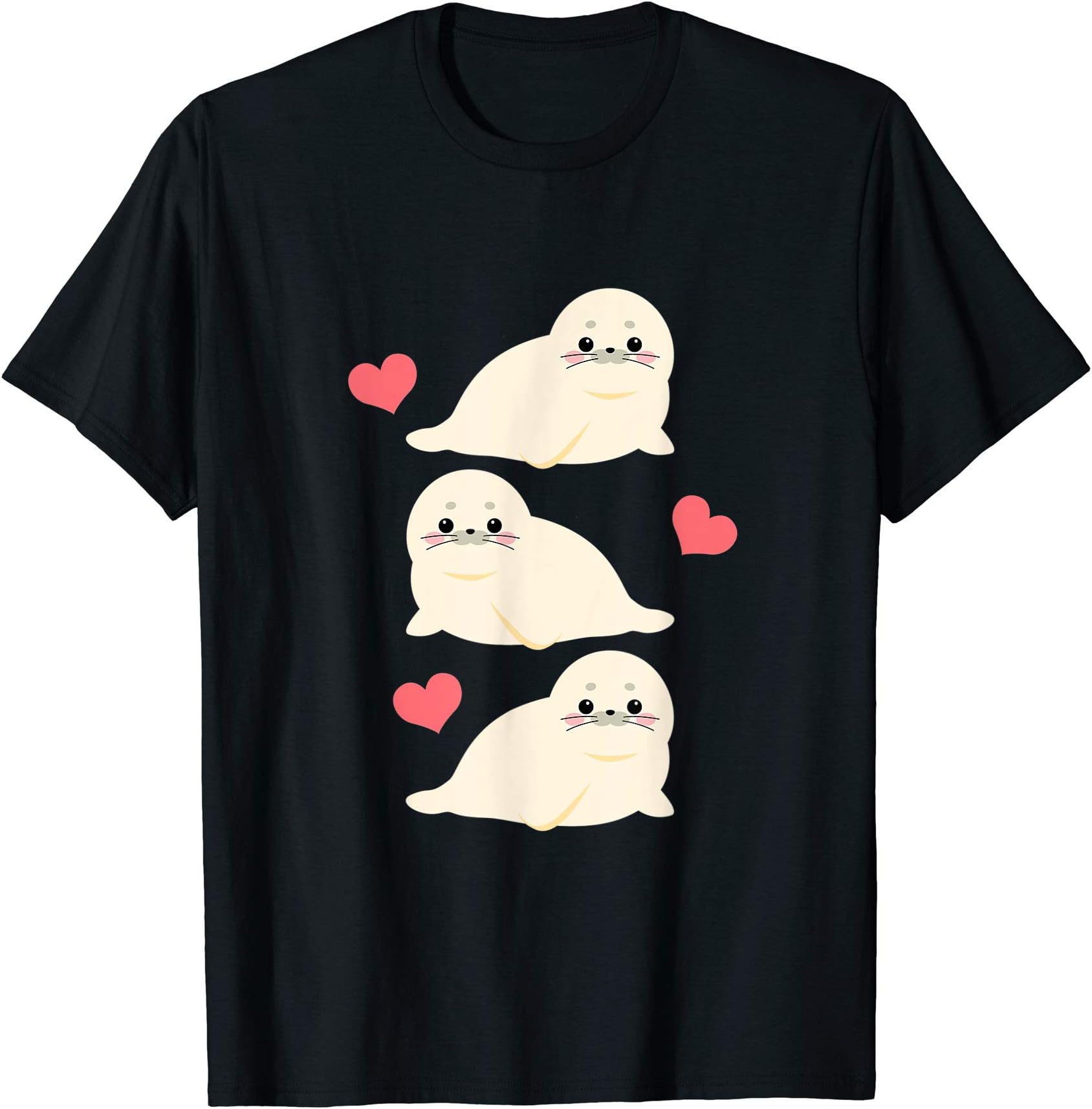 Cute Sea Animals Clothing and GiftsSea Lions Make Me Happy T-Shirt Gift for Harp Seal Lover Tee