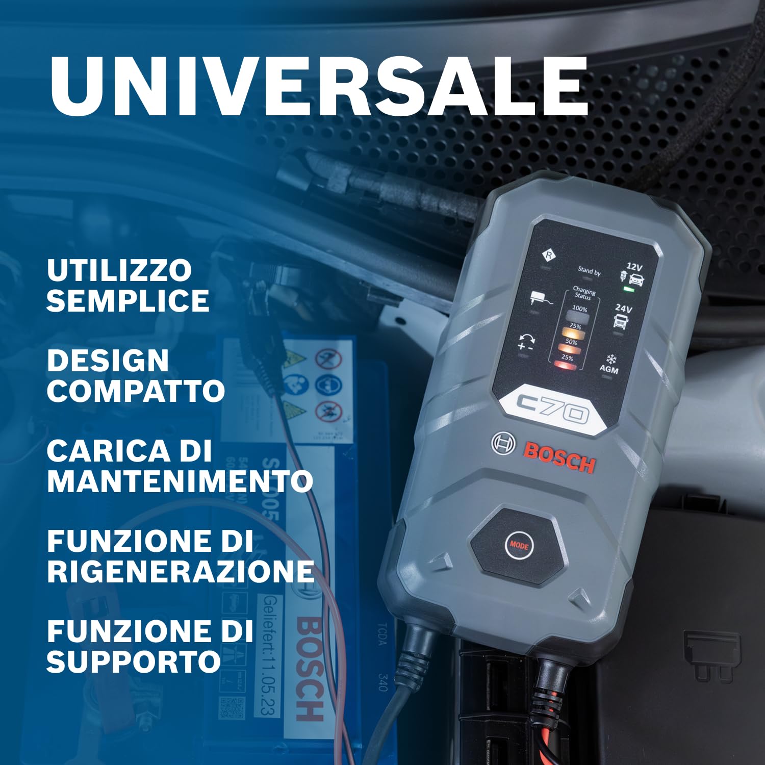 Bosch C70 Ładowarka 12V 24V 10A do Akumulatorów Kwasowo-Ołowiowych EFB GEL AGM SLI
