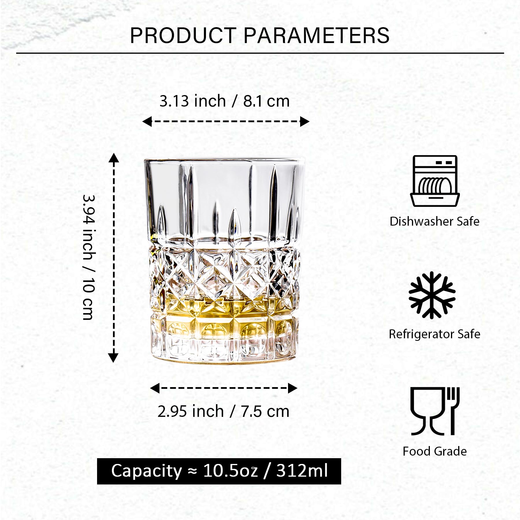 binsakao Whiskey Glasses - Premium 11.5 OZ Scotch Glasses Set of 6 - Old Fashioned Whiskey Glasses - Scotch Bourbon Whiskey Tumblers - Bar Glassware for Bourbon Rum