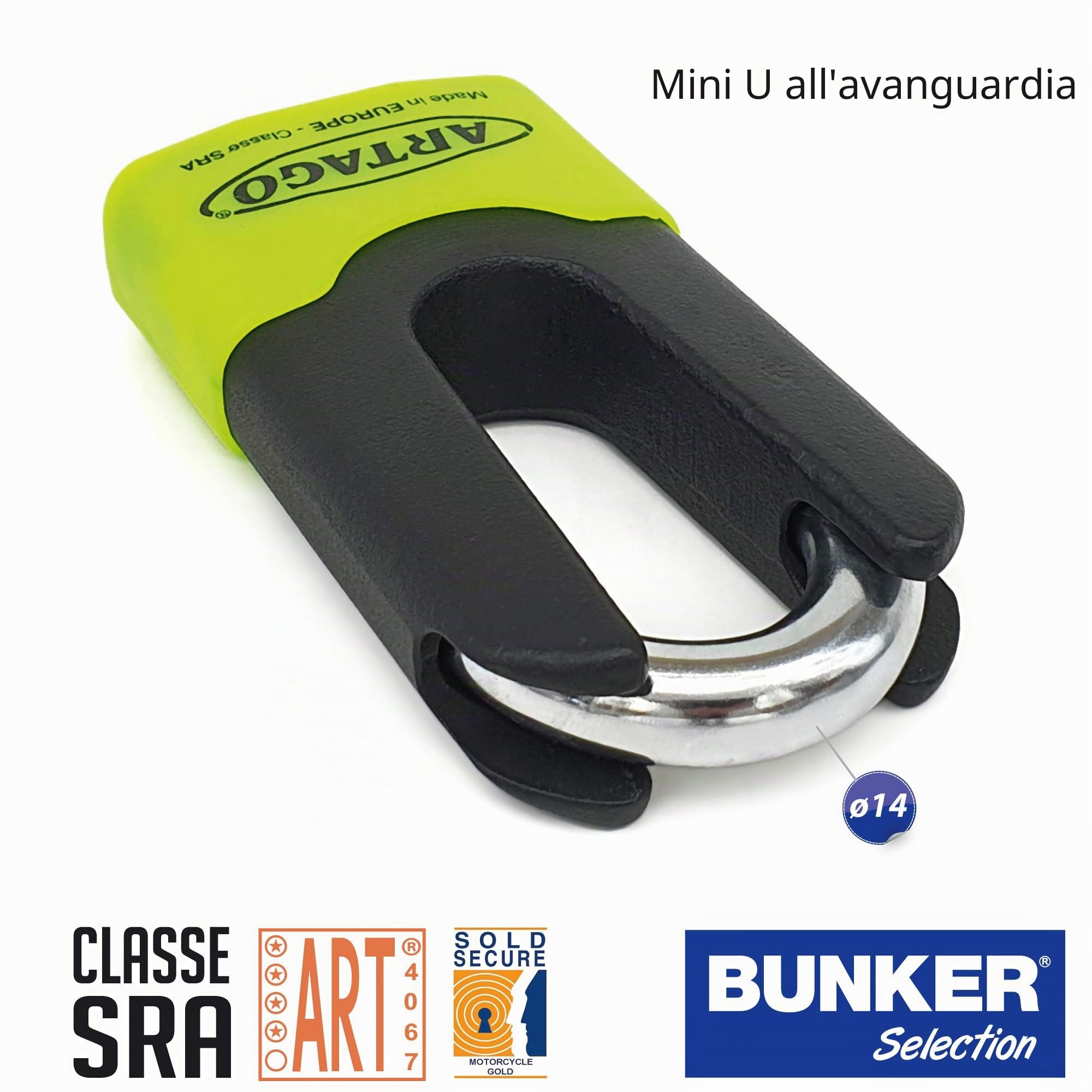 Artago 69X1 Pack Lucchetto Antifurto Bloccadisco ad Alta Sicurezza + Supporto per BMW (R1250GS, R1200GS, F850GS, F800GS, F750GS, F700GS, G310GS, F900XR), Omologato SRA, Sold Secure Gold, ART4
